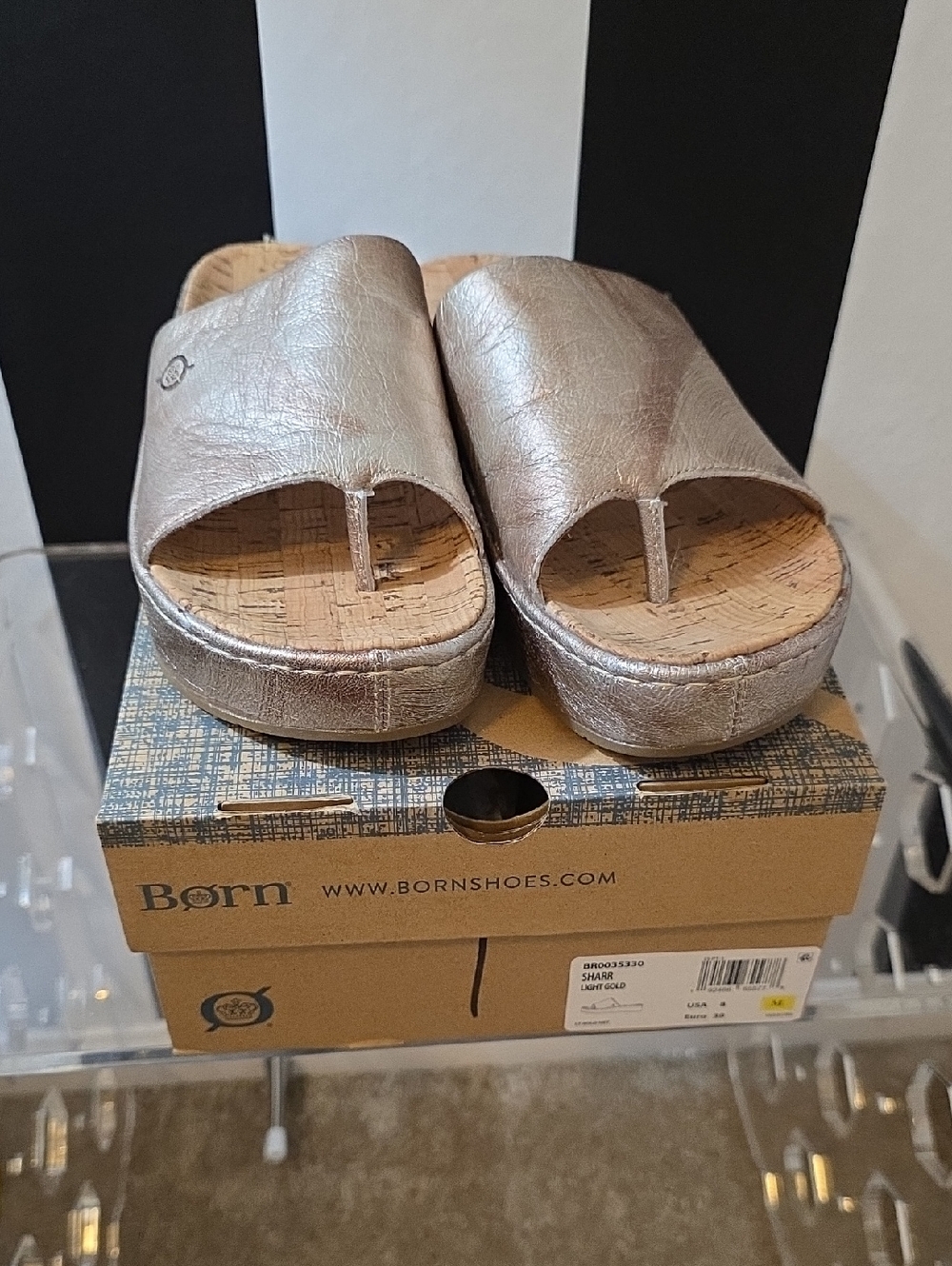 Born Women's Metallic Rose Gold Cork-Platform Toe-Post Sandals